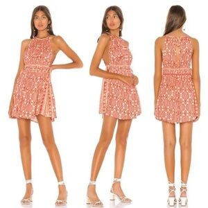 Free People Mid Summers Day Printed Open Side Tunic/Dress SZ M Cayenne
